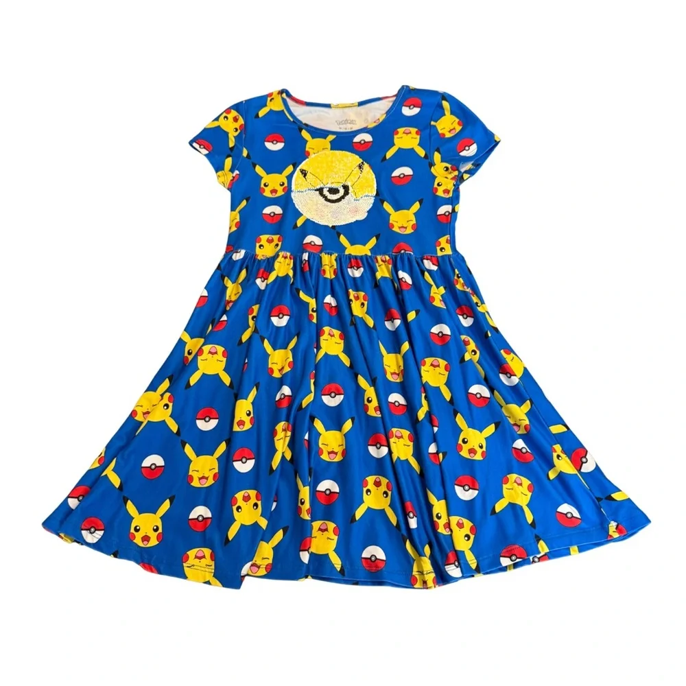 Pokemon Kids Dress in Blue with Yellow Pikachu - Picture 1 of 6